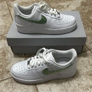 Nike Air Force 1 White with Green Swoosh